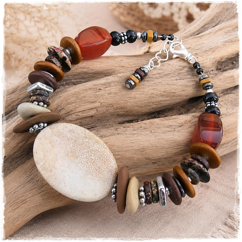Gemstone And Coral Bracelet By Kachina Designs Jewelry Gemstone Bracelet By Kachina Designs